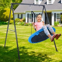 440lbs Outdoor Metal A-Frame Heavy Duty Swing Set Kids Adult Backyard Swing Set