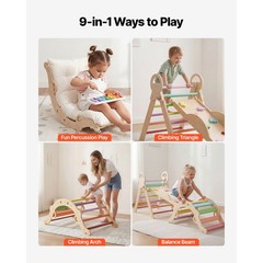 9-in-1 Pikler Climbing Set: Triangle, Arch, Ramp, Xylophone, Cushion, Montessori