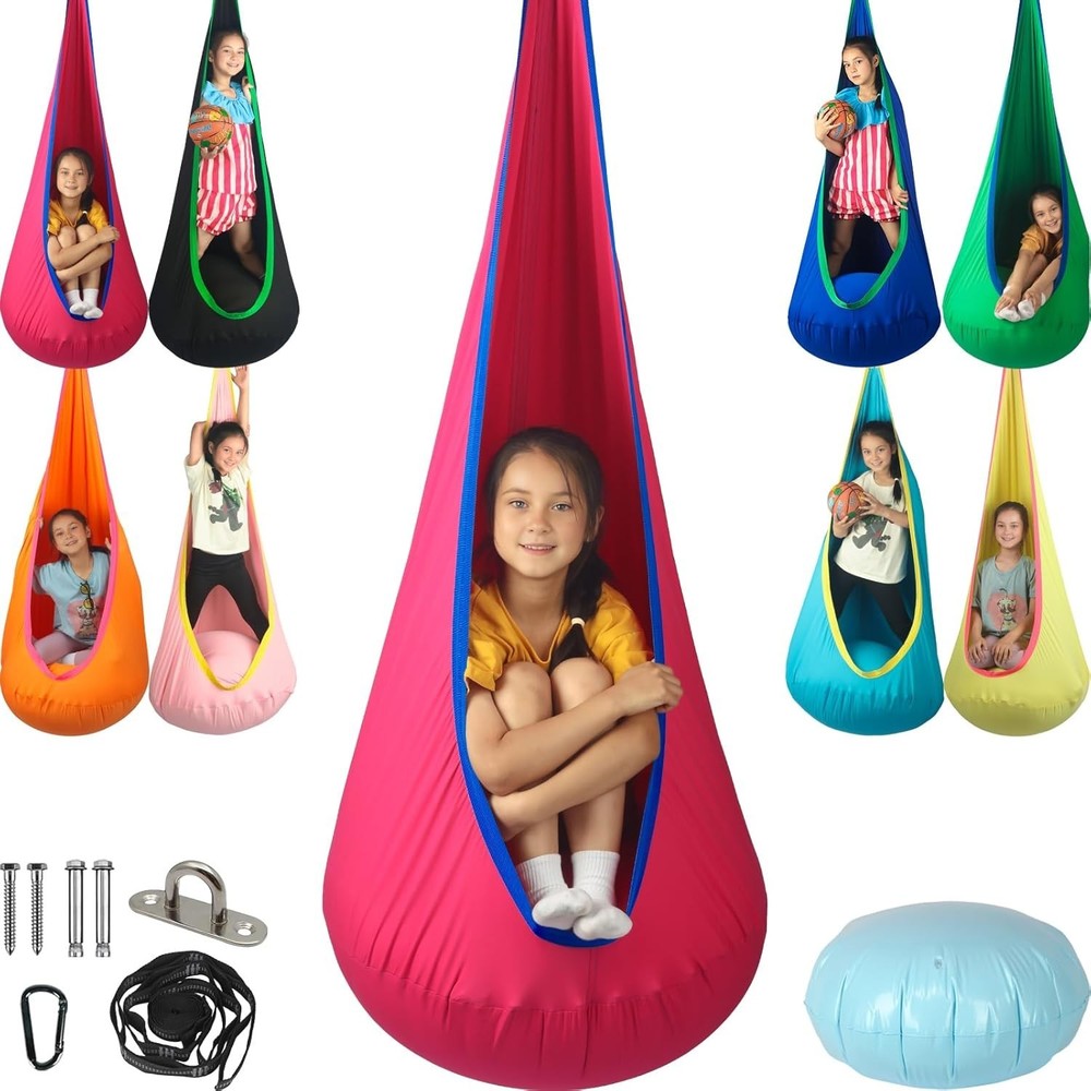 Kids Pod Swing Seat, Max 300 Lbs, Child Sensory Swing Chair Indoor & Outdoor The