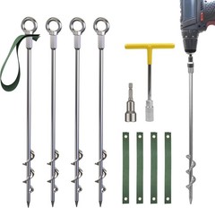 NACETURE 18-Inch Heavy Duty Ground Anchors Screw in, 4 Pack Earth Anchor Kit wit