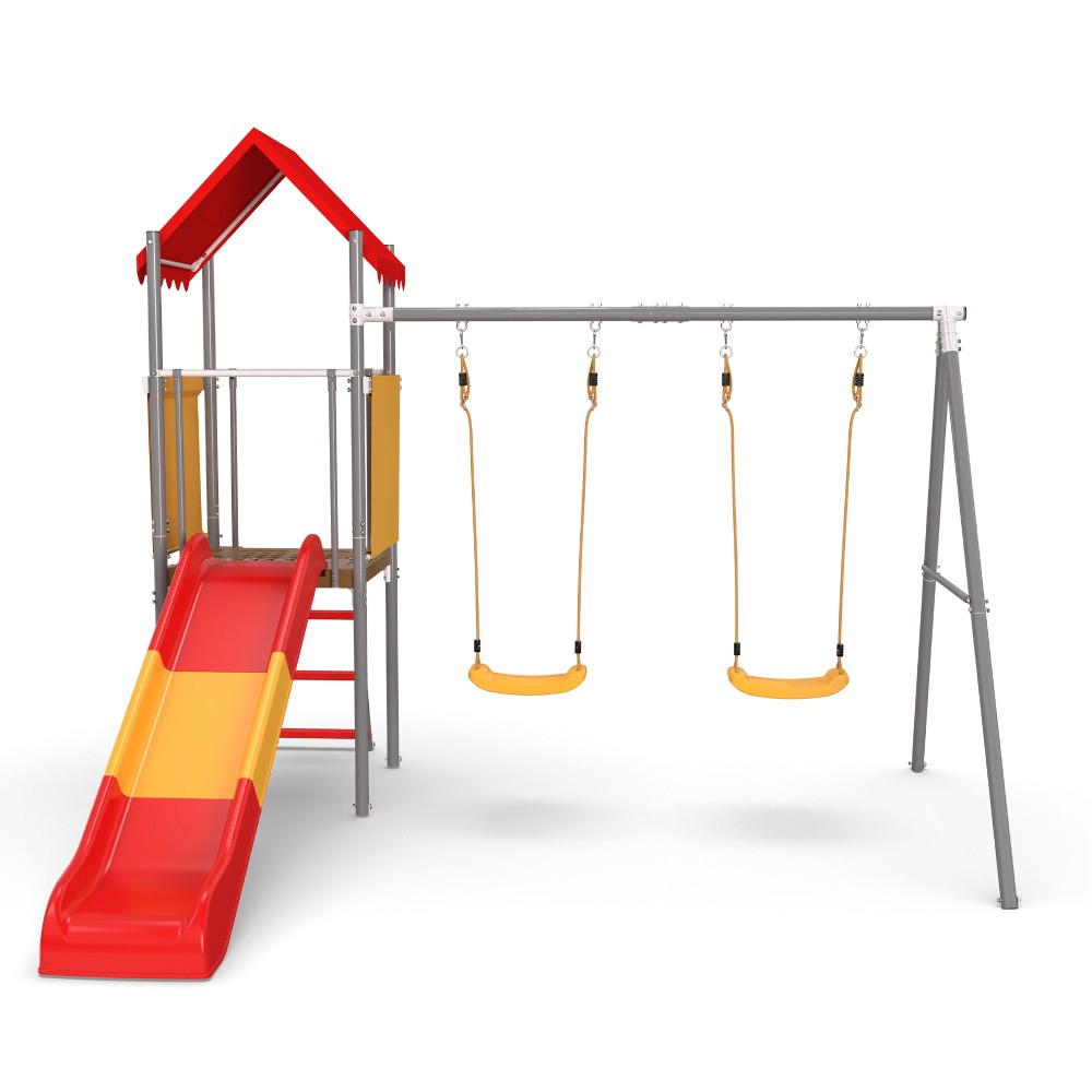 Kids Swing Set with Slide & Canopy – Sturdy Portable Treehouse Ages 3-8 ﻿