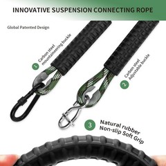 Heavy Duty Tree Swing Rope Set 5.6ft Green Adjustable Hammock Straps