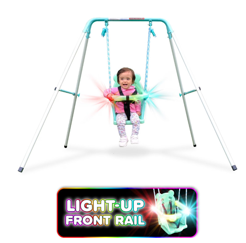 SALE Sportspower My 1st Light Up Toddler Swing Indoor Outdoor Nursery Seat Green