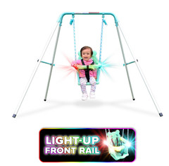 SALE Sportspower My 1st Light Up Toddler Swing Indoor Outdoor Nursery Seat Green