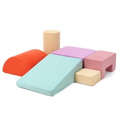 6 PCS Foam Climbing Blocks for Toddlers, Indoor Playset with Suede Fabric Soft