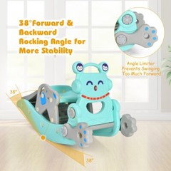 4-in-1 Kids Rocking Horse Toy Children and Slide Set Gift Kids w/Basketball Hoop