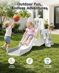 6-in-1 Toddler Slide Playset with Hoop&Telescope Indoor/Outdoor