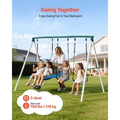 Uimoso Outdoor Swing Set with 3 Seats and A-Frame Stand for Backyard Fun