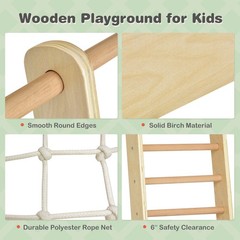Indoor Playground Climbing Gym Wooden Kids 8 in 1 Climber Playset for Children