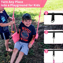 Tree Swing for Kids, Adjustable Toddler Rope Swing Seat with Snap Hooks and Stra
