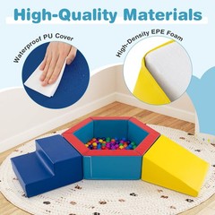 3 PCS Baby Foam Climbing Blocks w/Ball Pit Triangle Stair 100 Ocean Balls