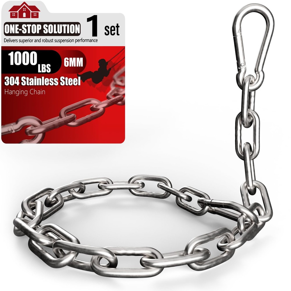 1000LB Heavy Duty Hanging Swing Chain, 6mm Thick 304 Stainless Steel Hanging …