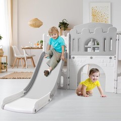8 in1 Toddler Slide Playset Indoor Playground with Slide,Basketball Hoop,Climber