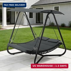 Kozyard Outdoor Swing Bed with Canopy, 2-Person Outdoor Swing Bed, Heavy-Duty St