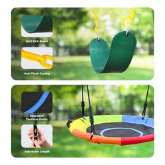 440lb Metal Swing Set Kids Adult Backyard Playset with 2 Swings Heavy Duty Frame