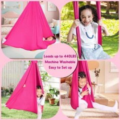 Sensory Swing Therapy Swing Hammock Indoor Outdoor for Kids,Hardware Dark Pink