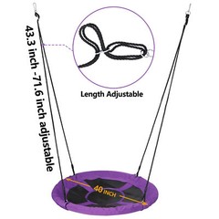 40″ Saucer Tree Swing Adjustable Rope Swing Platform Purple Patio Swing Durable