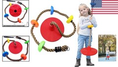 Outdoor Kids Swing Set with Colorful Disc Seat – Promotes Balance & Coordination