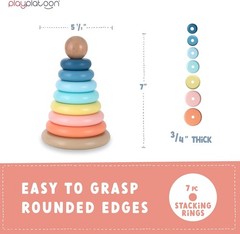 Play Platoon Wooden Rainbow Stacking Toy Ring Stacker, Interactive Learning Toys