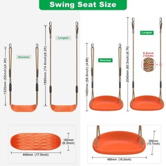 Heavy Duty 2-Pack Orange Tree Swing Seats for Kids & Adults. Adj Rope & Hooks.