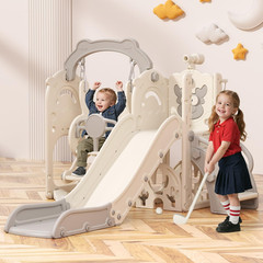 7-in-1 Toddler Slide and Swing Set with Climber, Basketball & Golf Toys