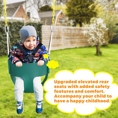 High Back Toddler Swing with Safety Harness & 66″ Chain – Green, 6-24 Months
