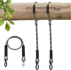 Heavy Duty Tree Swing Rope Set 5.6ft Green Adjustable Hammock Straps