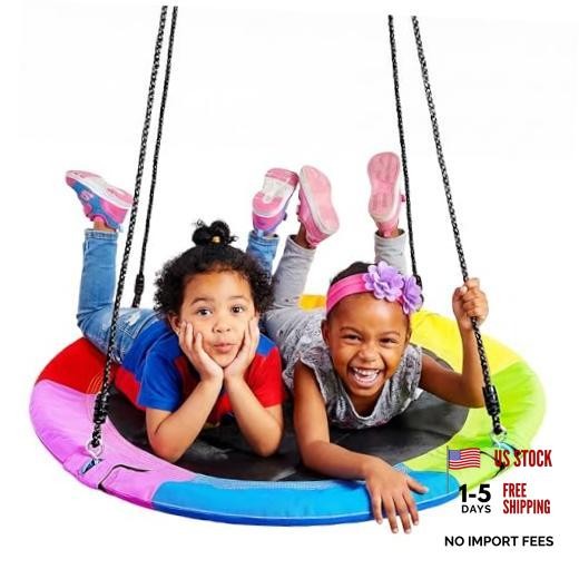 40″ Saucer Tree Swing for Kids Outdoor, 900Lb Weight Capacity, Rainbow