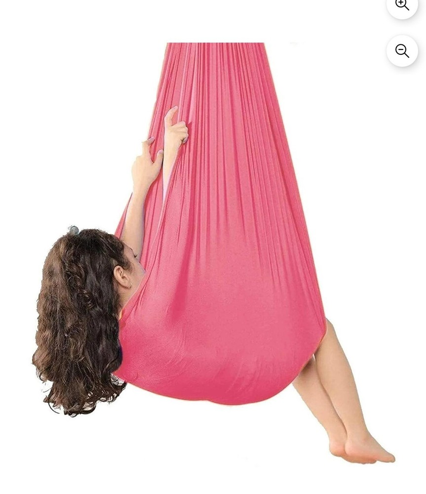 Pink Indoor Therapy Sensory Swing for Girls Teens with Hardware & Unicorn Bag Nw