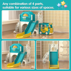 9-in-1 Toddler Slide & Climber Playset with Basketball, Ring Toss & Car House