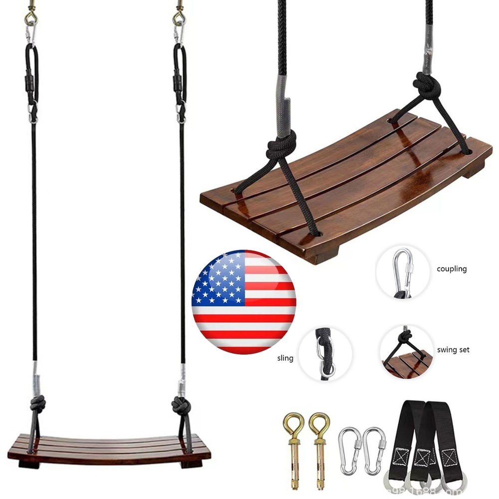Adult Play Swing Full Plank Recessed Swing Outdoor Activity Tree Trunk Hanging