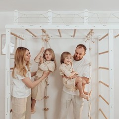 Climbing Monkey Bars Kids White Wooden Jungle Gym Monkey Bar Climber Indoor Home