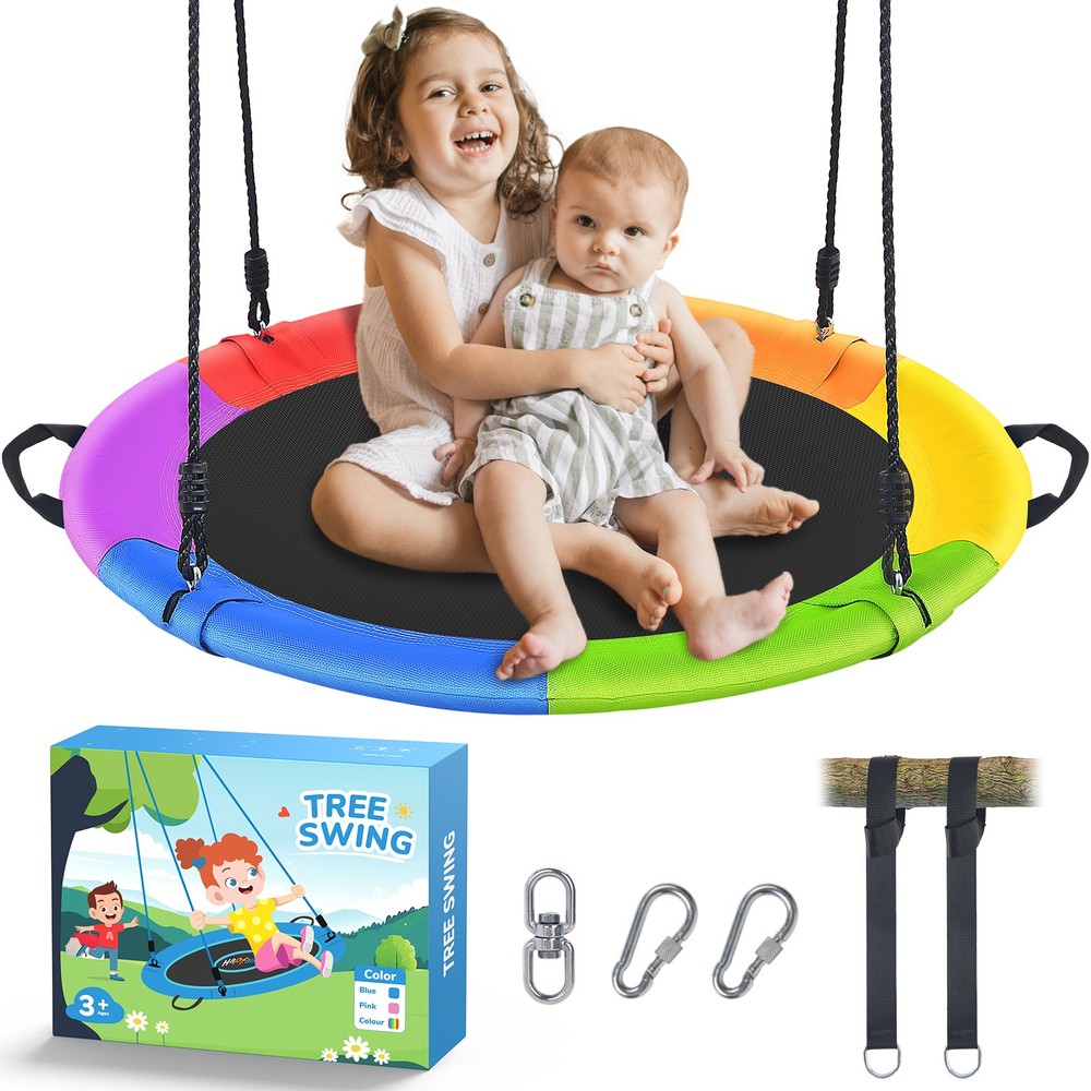 40″ Tree Swing Set Round Saucer Swing 700lb Heavy Duty Steel Frame Outdoor