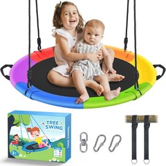 700lbs 40″ Saucer Tree Swing for Kids Adults Waterproof Rainbow Round Disc Swing