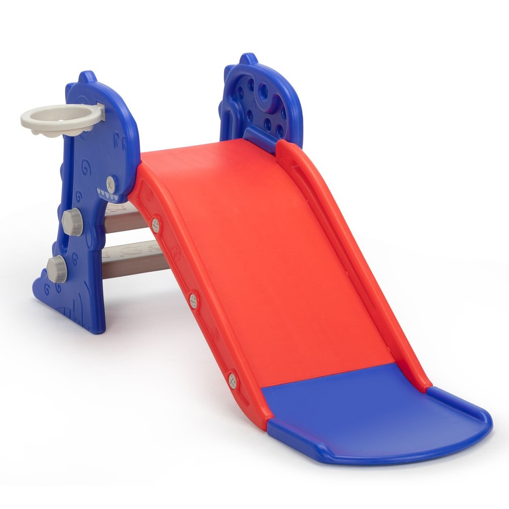 Kids Boys Girls Toddlers Climbing Slide Indoor Outdoor w/ Basketball Hoop