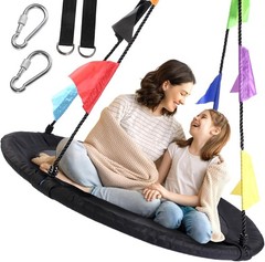 Durable 40-Inch Saucer Swing for Kids – Complete with Straps & Carabiners