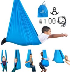 Sensory Swing for Kids & Adults – Holds 300lbs, Indoor Outdoor 110″ Swing Blue