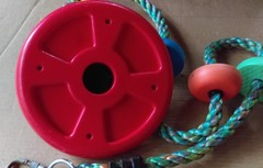 Single Disc Seat and Rainbow Climbing Rope Tree Swing for Kids w/Carabiner