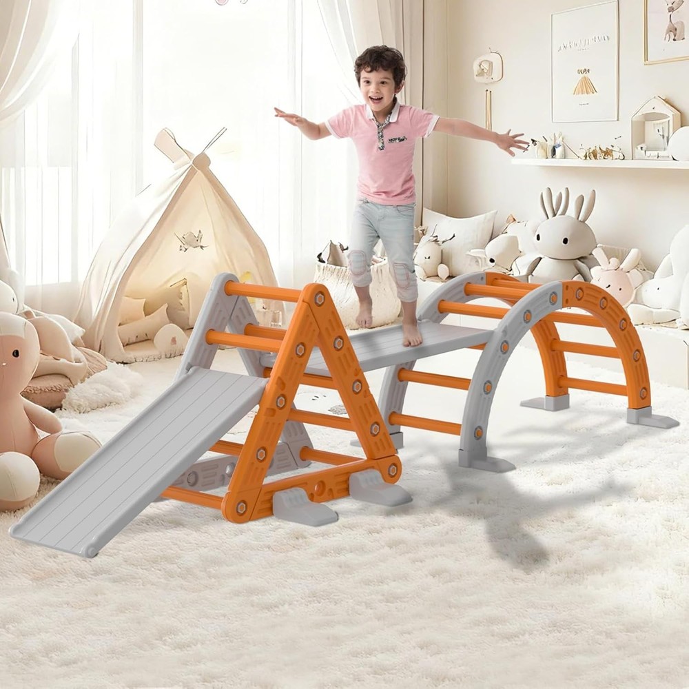 9-in-1 Montessori Pikler Triangle Set with Cushion, Ramp, Arch & Ladder