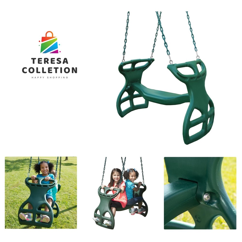 Lightweight Two-Person Swing for Kids – Easy Setup & Safe Design, 40″ Green