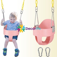Toddler Bucket Swing Seat High Back Baby Swing with Coated Chains Pink 330lb
