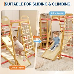 7-in-1 Indoor Kids Wooden Climber Playset: Jungle Gym for Toddlers & Playground