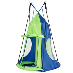 Goplus 40″ Kids Hanging Chair Swing Tent Set Hammock Nest Pod Seat Green