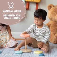 Play Platoon Wooden Rainbow Stacking Toy Ring Stacker, Interactive Learning Toys