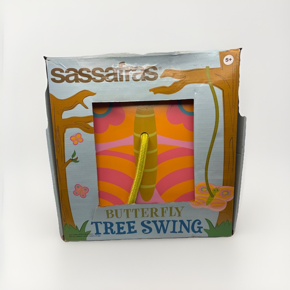 NEW Sassafras Butterfly Tree Swing Kids Outdoor Fun Rope Seat Backyard Play NIB