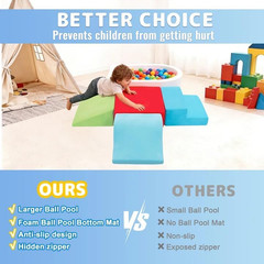 5Pcs Foam Climbing Blocks for Toddlers, Indoor Soft Climbing Toys with Ball Pit