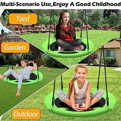 40 Inch Saucer Tree Swing Set for Kids Adults 500lb Weight Capacity Green