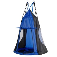Goplus 40″ Kids Hanging Chair Swing Tent Set Hammock Nest Pod Seat Blue