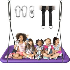 EVERYFUN TREE SWING KIDS ADULTS, 60″ WATERPROOF RECTANGLE PLATFORM – PURPLE
