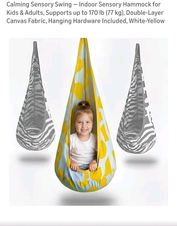 Aro Gom Kids POD Swing NEW – 170lb Weight Limiy- Zebra- Hardware Open Box